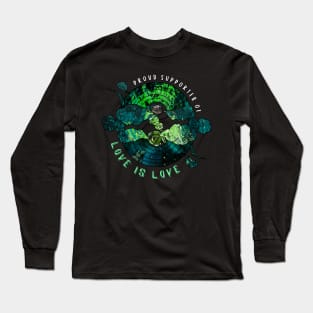 Proud Supporter of Love is Love Rainbows - Space Green Long Sleeve T-Shirt